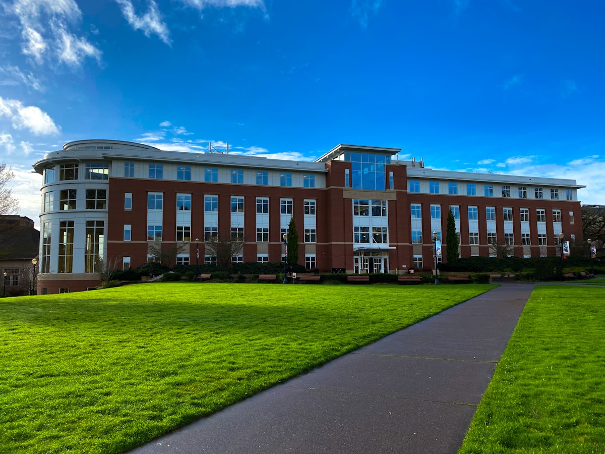 Students walking on a college campus
